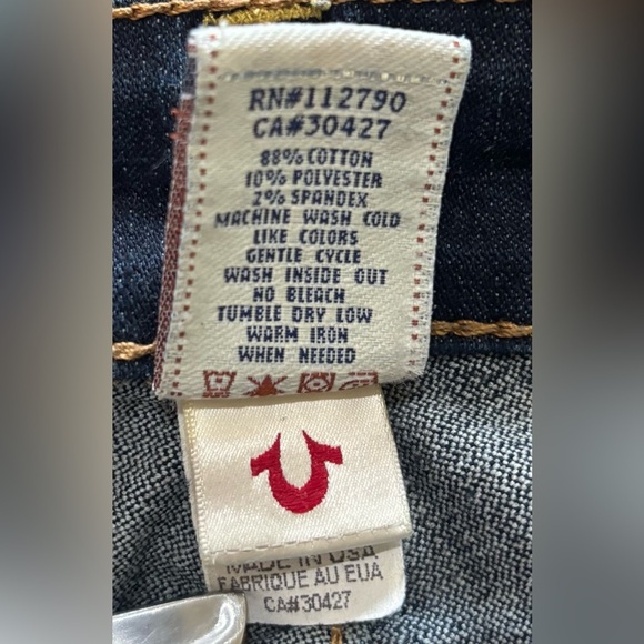 True Religion Dark Blue Mid Rise Boot Cut Jeans Size 27x30 - Picture 10 of 11